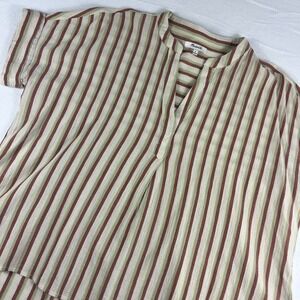 Madewell Striped V Neck Tunic Top Women Size M Back Short Sleeved